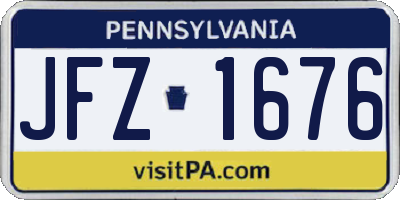 PA license plate JFZ1676