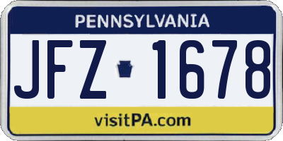 PA license plate JFZ1678