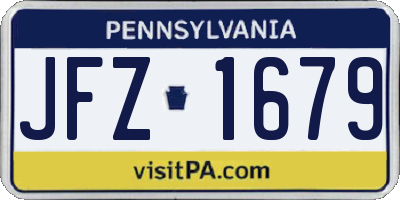 PA license plate JFZ1679