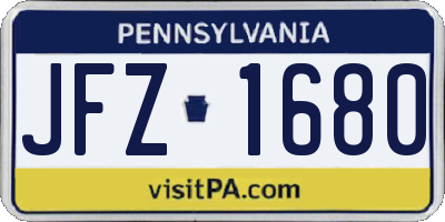 PA license plate JFZ1680