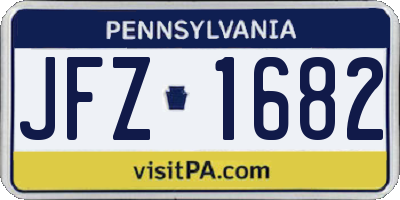 PA license plate JFZ1682