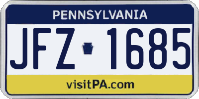 PA license plate JFZ1685