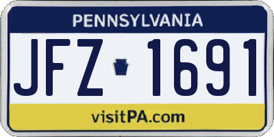 PA license plate JFZ1691