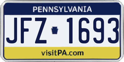 PA license plate JFZ1693