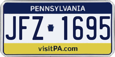PA license plate JFZ1695