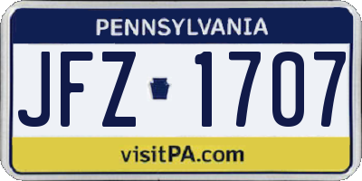 PA license plate JFZ1707