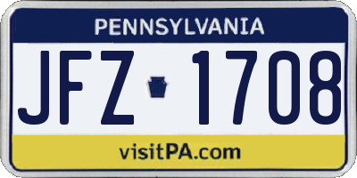 PA license plate JFZ1708