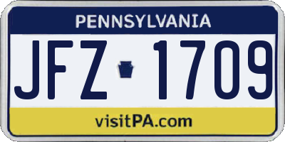 PA license plate JFZ1709