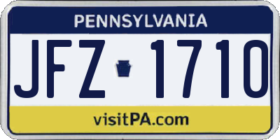 PA license plate JFZ1710