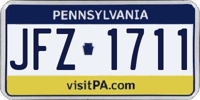 PA license plate JFZ1711