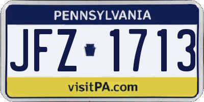 PA license plate JFZ1713