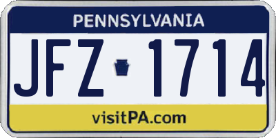 PA license plate JFZ1714