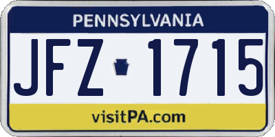 PA license plate JFZ1715