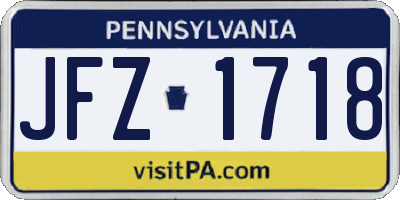 PA license plate JFZ1718