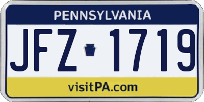 PA license plate JFZ1719