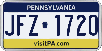PA license plate JFZ1720