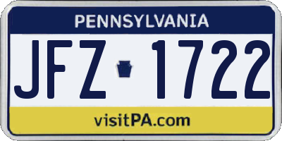 PA license plate JFZ1722
