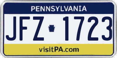 PA license plate JFZ1723
