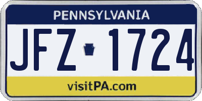 PA license plate JFZ1724