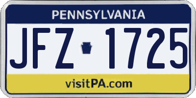 PA license plate JFZ1725