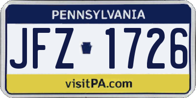 PA license plate JFZ1726