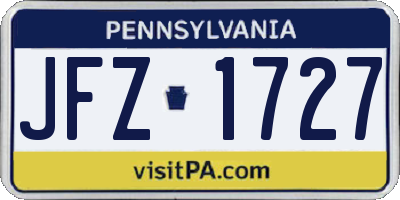 PA license plate JFZ1727