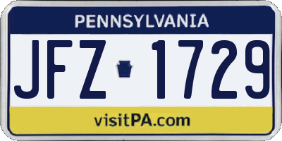 PA license plate JFZ1729