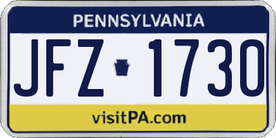 PA license plate JFZ1730