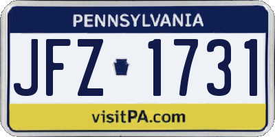 PA license plate JFZ1731