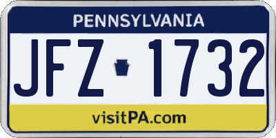 PA license plate JFZ1732