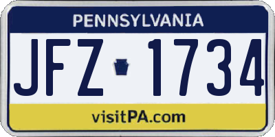 PA license plate JFZ1734