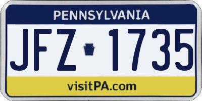PA license plate JFZ1735