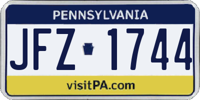 PA license plate JFZ1744