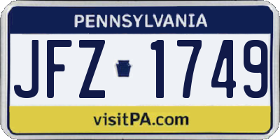 PA license plate JFZ1749