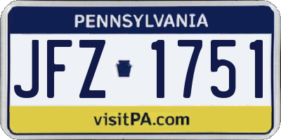 PA license plate JFZ1751