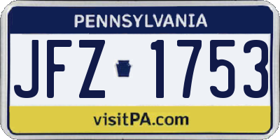 PA license plate JFZ1753