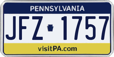 PA license plate JFZ1757