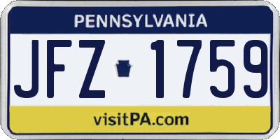 PA license plate JFZ1759