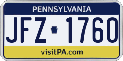 PA license plate JFZ1760