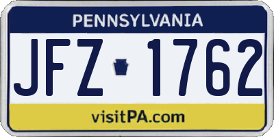 PA license plate JFZ1762