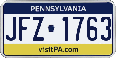 PA license plate JFZ1763