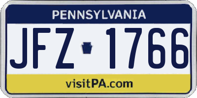 PA license plate JFZ1766