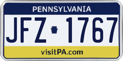 PA license plate JFZ1767