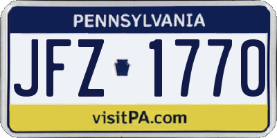 PA license plate JFZ1770