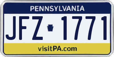 PA license plate JFZ1771