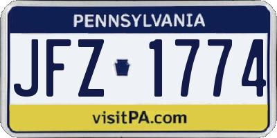PA license plate JFZ1774