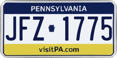 PA license plate JFZ1775
