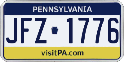 PA license plate JFZ1776