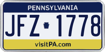 PA license plate JFZ1778