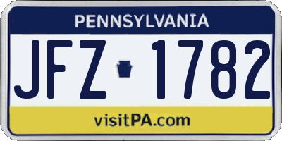 PA license plate JFZ1782